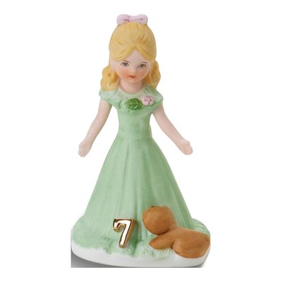 Growing Up Birthday Girls Blonde Age 7 Porcelain Bisque Figurine