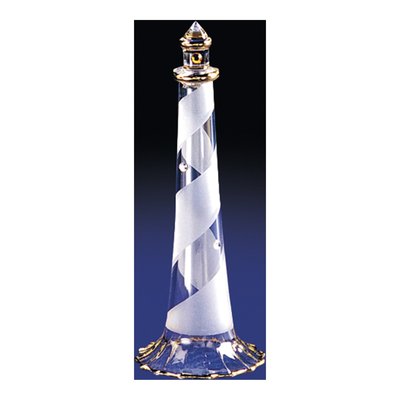 Handcrafted Glass Lighthouse Figurine with 22k Gold Trim – view 3