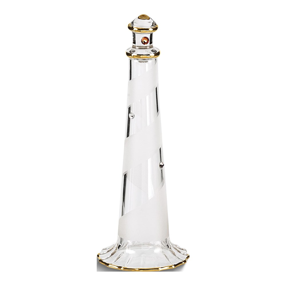 Handcrafted Glass Lighthouse Figurine with 22k Gold Trim