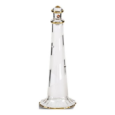 Handcrafted Glass Lighthouse Figurine with 22k Gold Trim