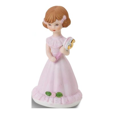 Growing Up Birthday Girls Brunette Age 5 Porcelain Bisque Figurine