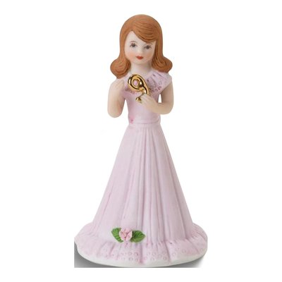Growing Up Birthday Girls Brunette Age 9 Porcelain Bisque Figurine