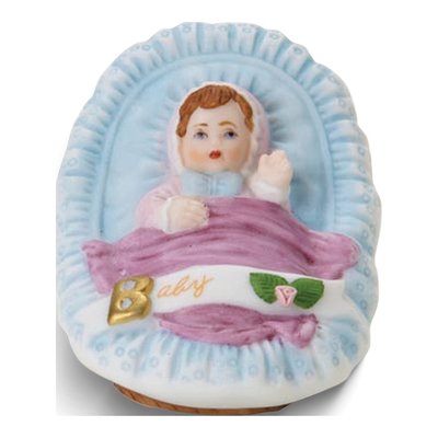 Growing Up Birthday Girls Brunette Newborn Baby Porcelain Bisque Figurine