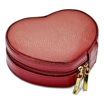 Red Bonded Leather Zippered Heart Jewelry Case – view 2