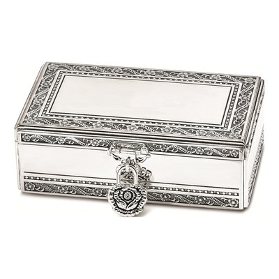Silver-Plated Locking Jewelry Box with Crystals
