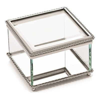 Nickel-Plated Hinged Square Glass Gift Box
