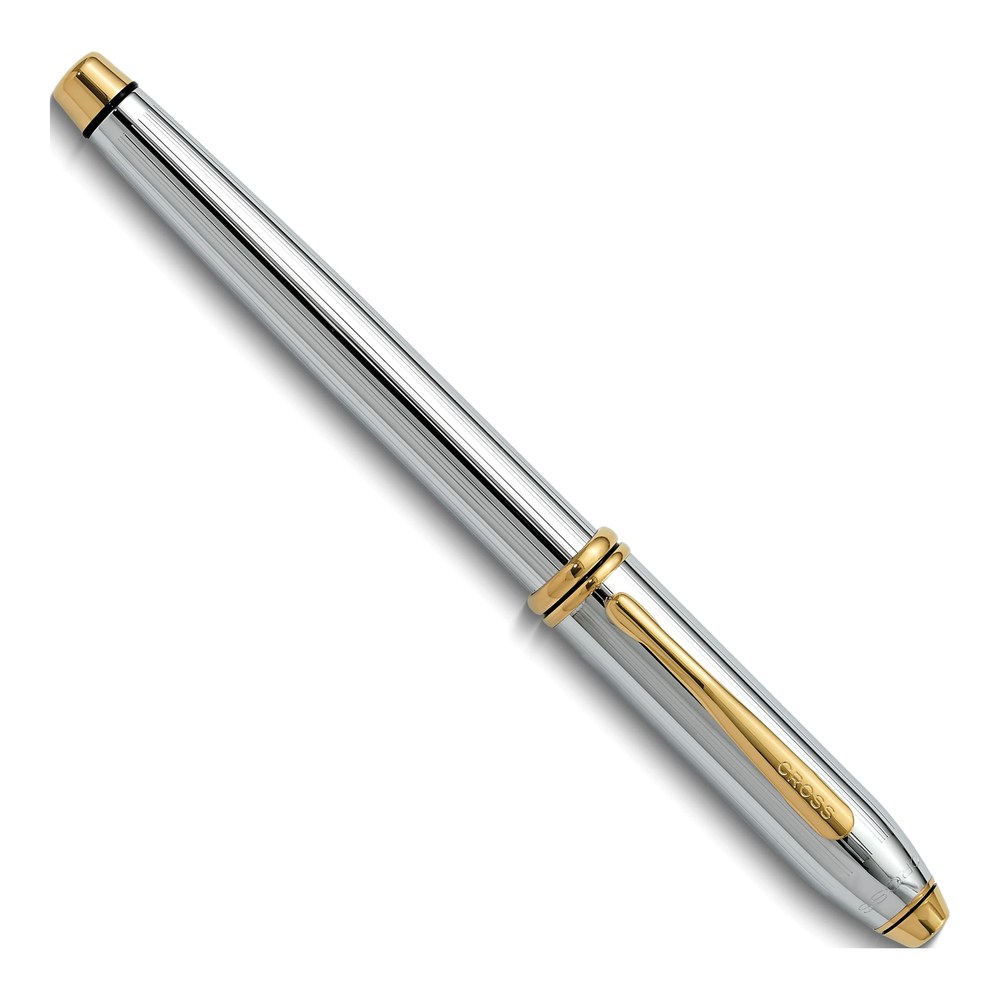 Cross Townsend Chrome Rolling Ball Pen, Gold Accents