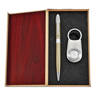 Silver-Tone Watch Key Ring & Gold-Tone Pen Gift Set