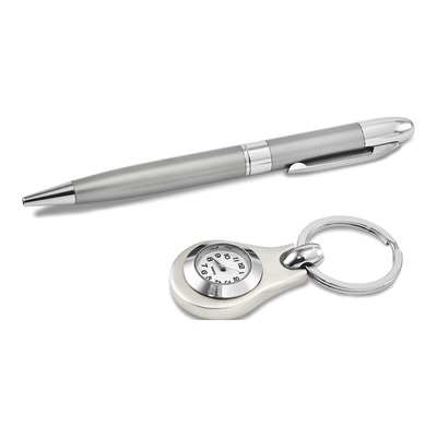 Silver-Tone Watch Key Ring & Pen Gift Set – view 2