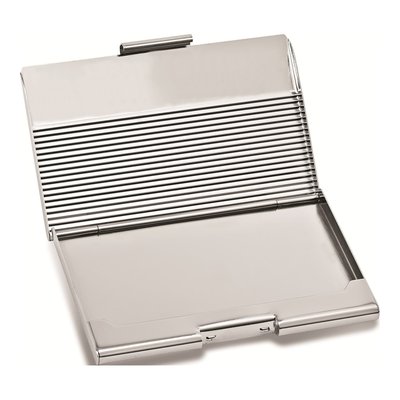 Nickel-Plated Ribbed Business Card Case – view 2