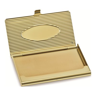 Brass-Plated Ribbed Business Card Case, Engravable – view 2