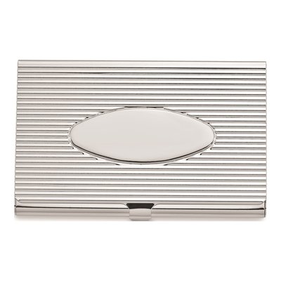 Nickel-Plated Ribbed Business Card Case, Engravable