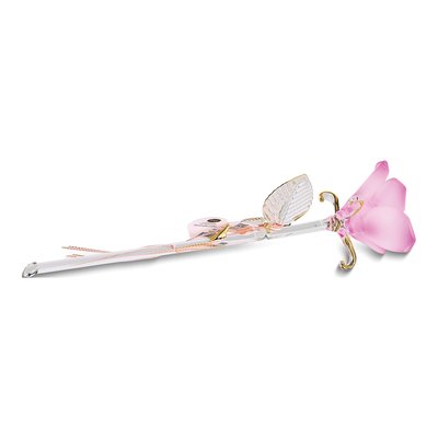 I LOVE YOU Pink Rose Glass Figurine, 22k Gold Trim – view 2