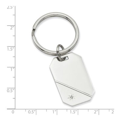 Men's Rhodium-Plated Diamond Key Ring – view 3