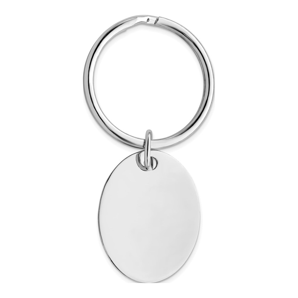 Rhodium-Plated Oval Key Ring