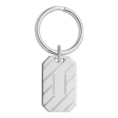 Engravable Rhodium Key Ring for Men