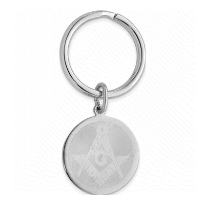 Round Masonic Key Ring, Rhodium-Plated