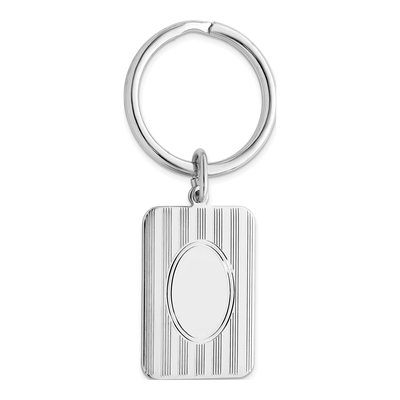 Men's Kelly Waters Engravable Key Ring, Rhodium-Plated
