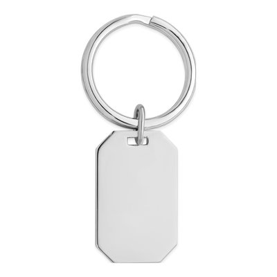 Rhodium-Plated Rectangle Key Ring