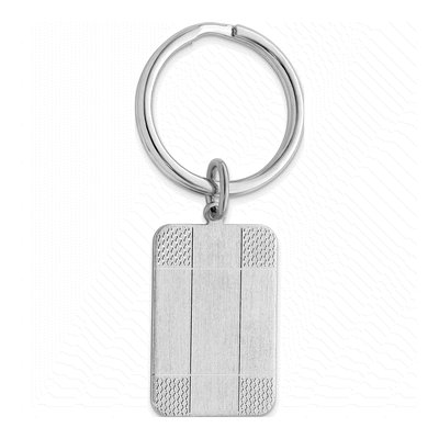 Men's Rhodium-Plated Satin Key Ring