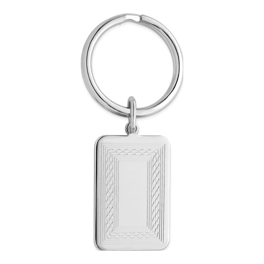 Rhodium-Plated Patterned Key Ring