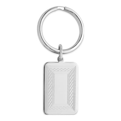 Rhodium-Plated Patterned Key Ring