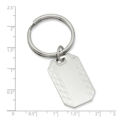 Men's Rhodium-Plated Patterned Key Ring – view 3