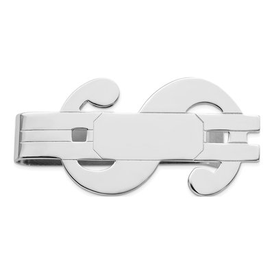 Rhodium-Plated Dollar Sign Money Clip