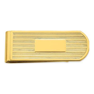 Fashion Gold-Plated Kelly Waters Etched Lines Money Clip With Engravable Area