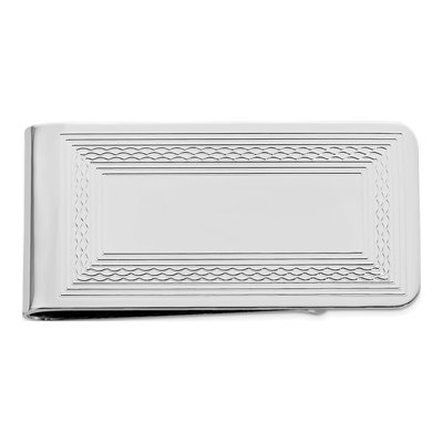 Men's Rhodium-Plated Patterned Money Clip