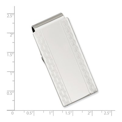 Men's Rhodium-Plated Patterned Money Clip – view 3