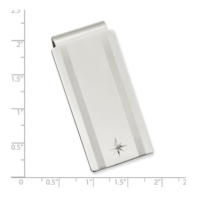 Men's Rhodium-Plated Star Diamond Money Clip – view 3