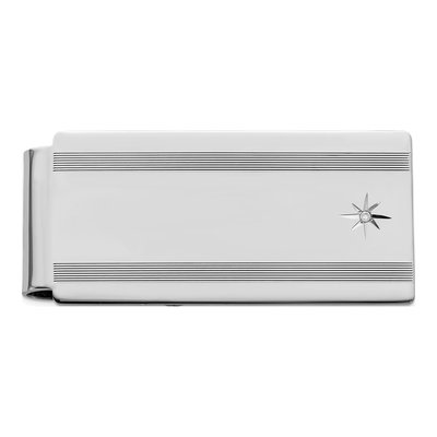 Men's Rhodium-Plated Star Diamond Money Clip