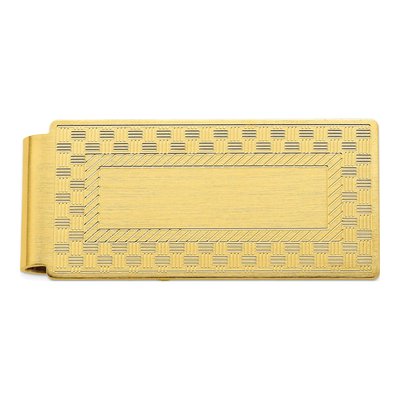 Men's Gold-Plated Checkerboard Hinged Money Clip