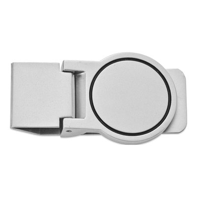 Silver-Tone Hinged Brass Money Clip, Engravable