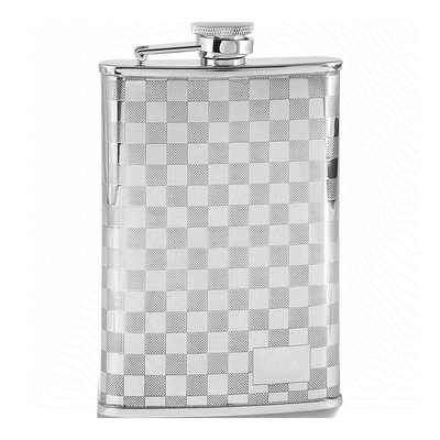 Stainless Steel Checkerboard 8 oz Flask & Funnel