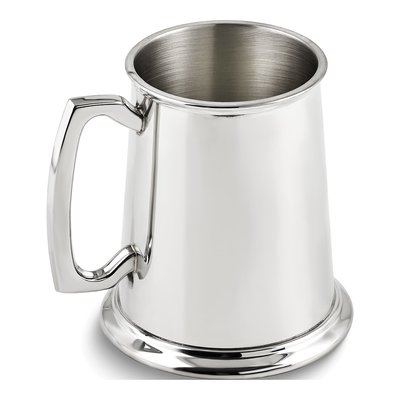 Pewter Tankard, 16 oz Glass-Bottom