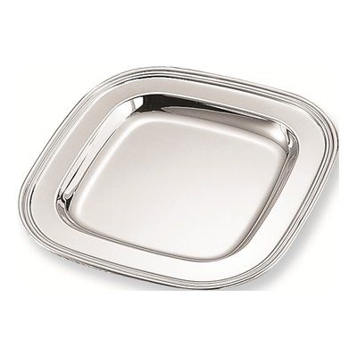 Engravable Square Tray, 8 In, Nickel-Plated Silver Tone