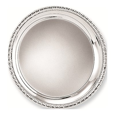 Silver-Plated 10" Round Fancy Edge Tray, Engravable