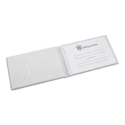 White Moire Embroidered Wedding Guest Book – view 2