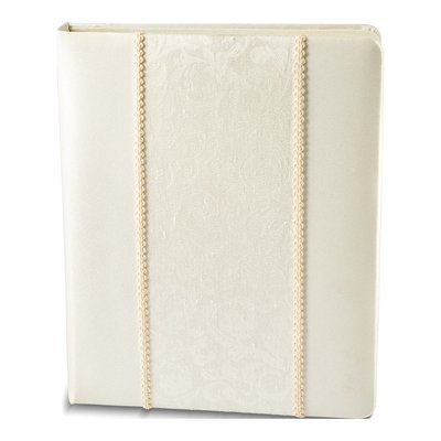 Ivory Brocade Monogram (240 Signatures, 3 Ring Binder) Memory Book