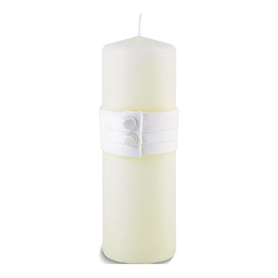 White Satin Pleated Wedding Pillar Candle