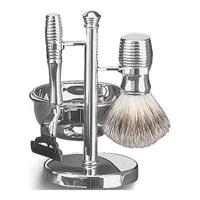 Chrome-Plated Shaving Set with Stand for Men