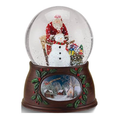 Musical Santa & Snowman Glitter Dome