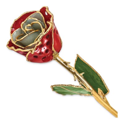 Lacquer-Dipped Real Rose with 24K Gold Trim