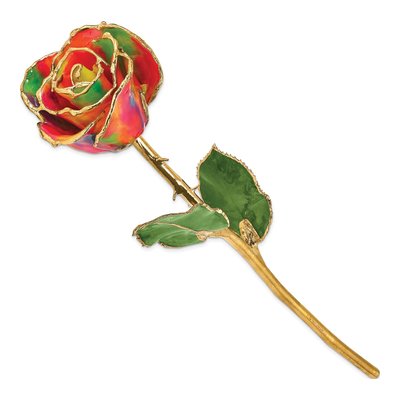 Lacquer Dipped Real Rose with Gold Trim – view 2