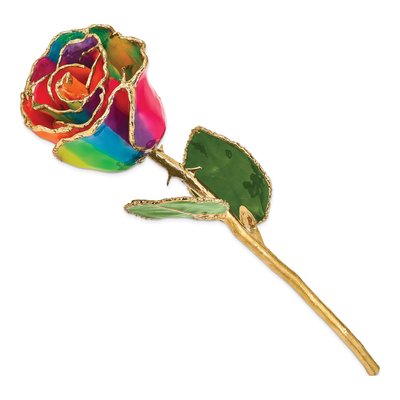 Neon Tie-Dye Real Rose with 24K Gold Trim – view 2