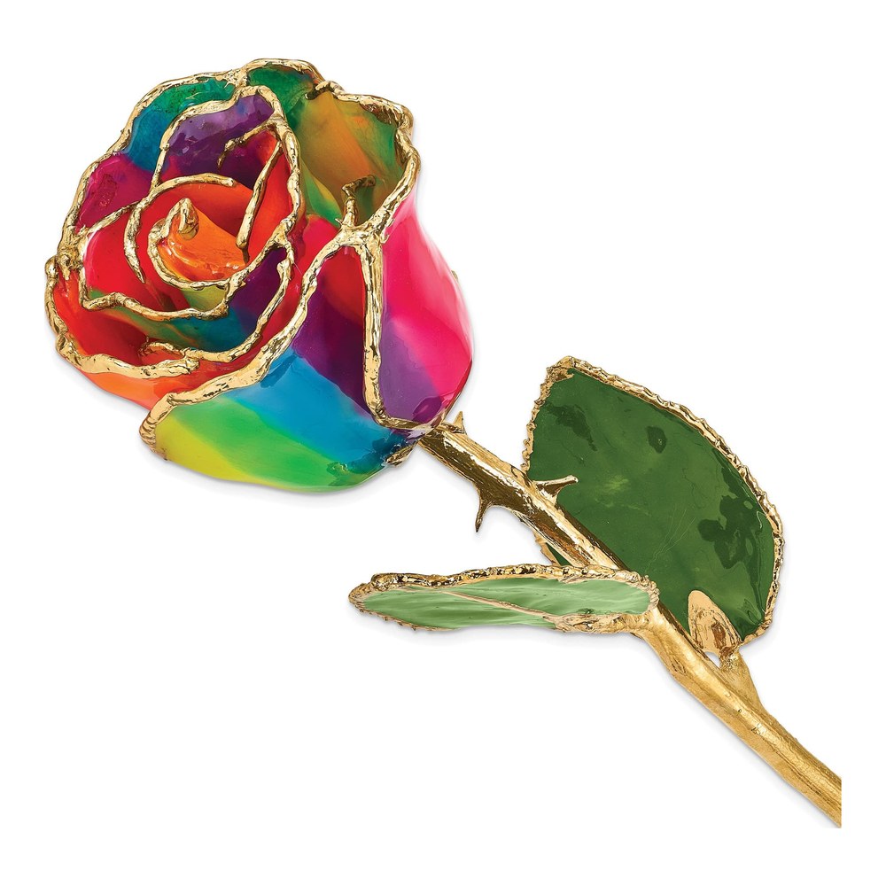 Neon Tie-Dye Real Rose with 24K Gold Trim