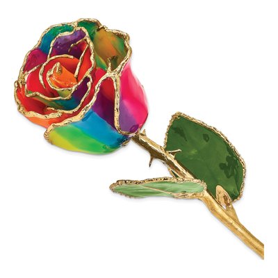 Neon Tie-Dye Real Rose with 24K Gold Trim