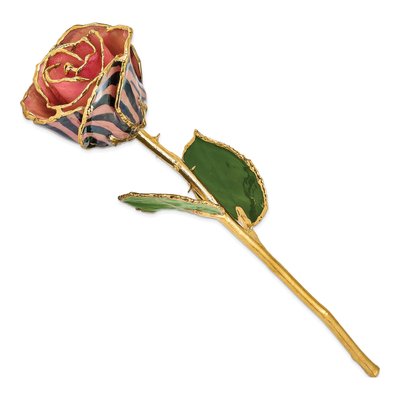 Lacquered Real Rose with Gold Trim – view 2
